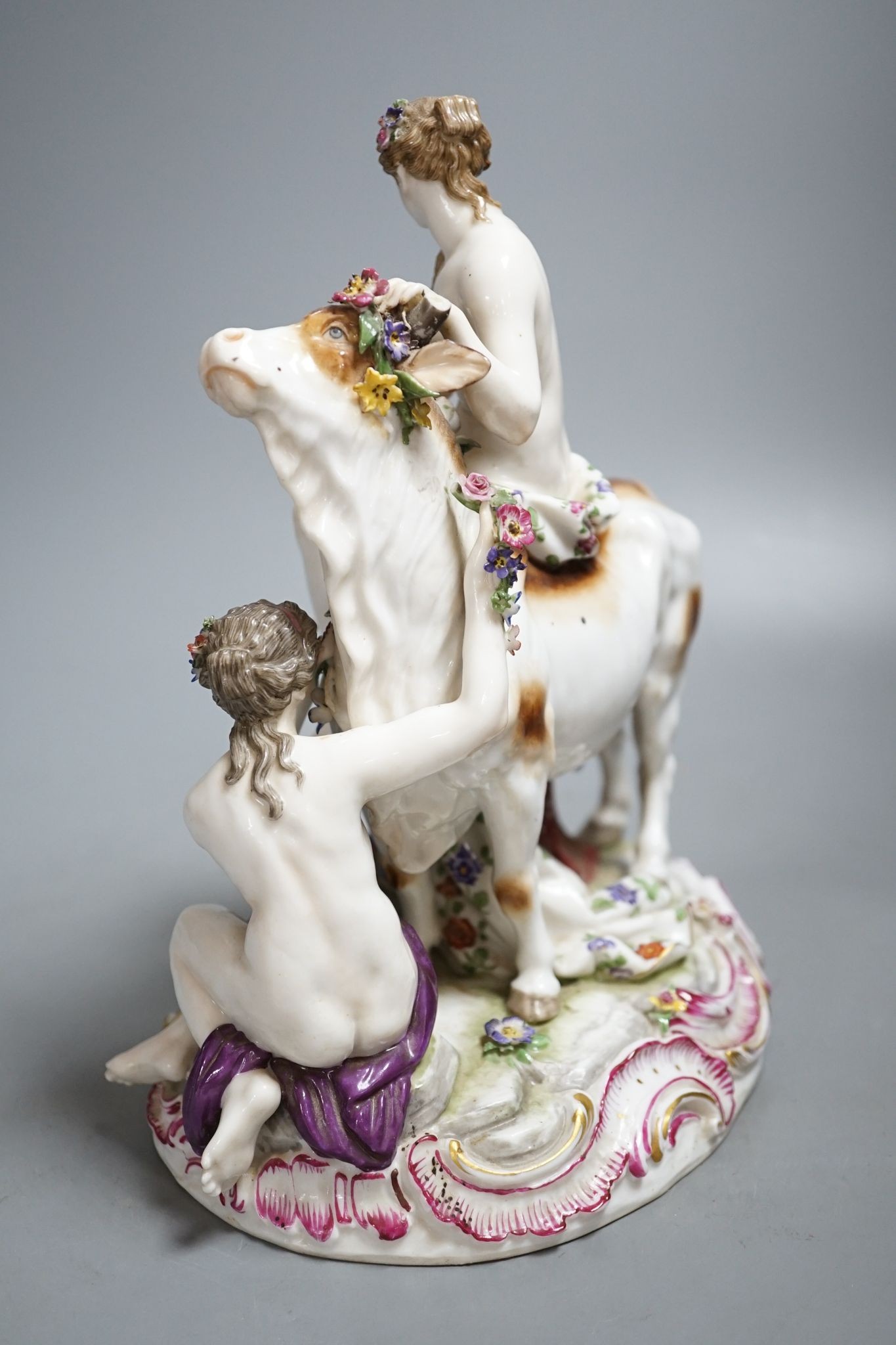 Continental porcelain group in Meissen style - Europa and the Bull, 25cm